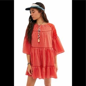 Free People Lola embroidered orange dress